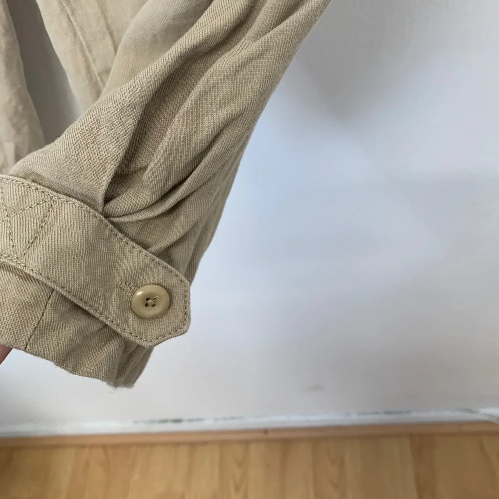 Banana Republic Khaki  Linen Blend Cargo Utility Pants Women 18 Pleated Belted